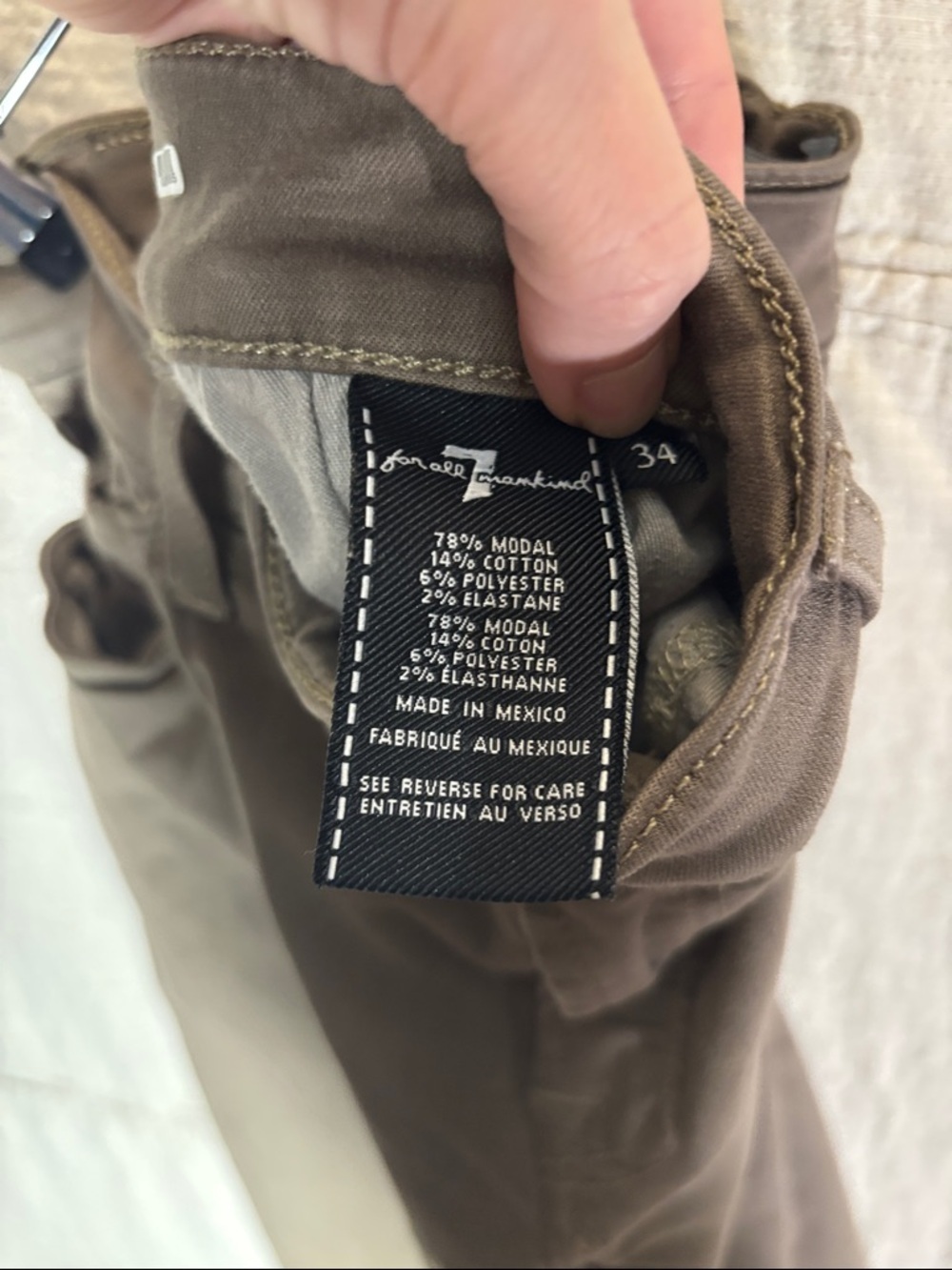 7 For All Mankind Men's Chinos in Olive Brown - Picture 3 of 13